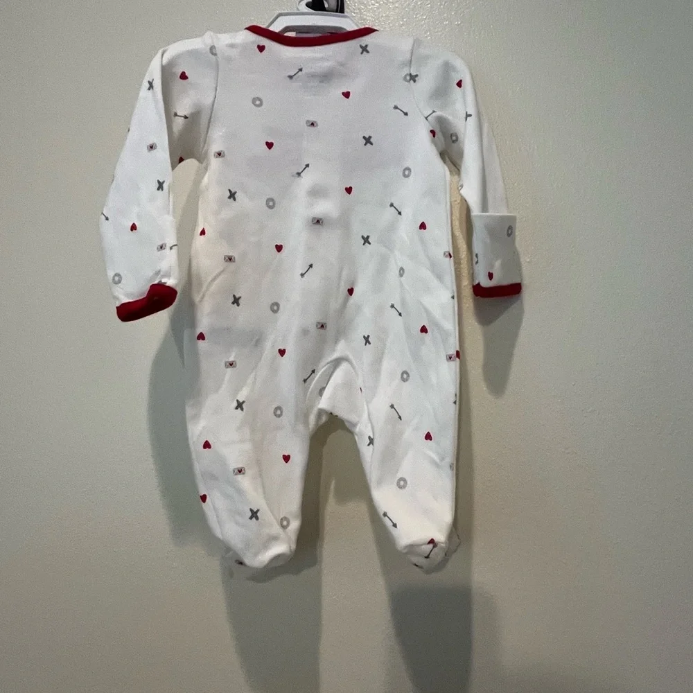 Carter's White and Red Heart Footies